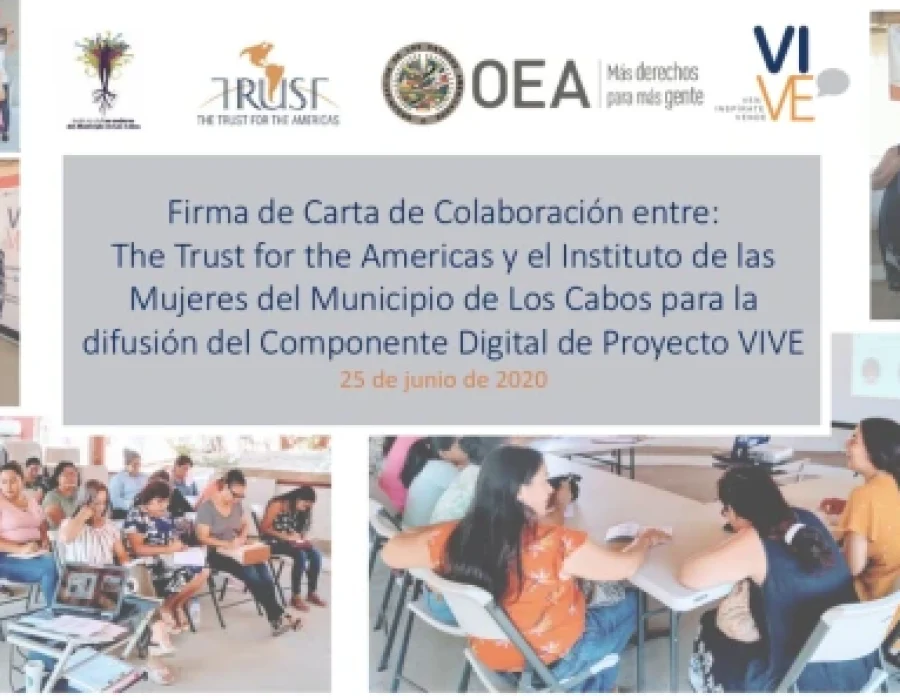 Firma Virtual de Colaboración entre The Trust for the Americas y el Instituto de las Mujeres del Municipio de Los Cabos
