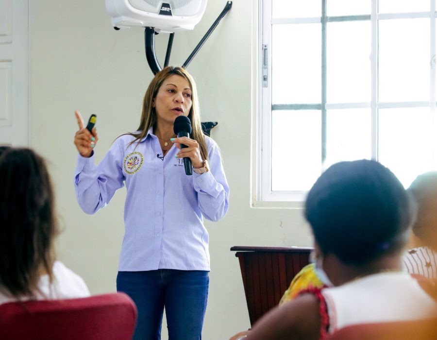 Luz Marina Correa presentando sobre el proyecto.